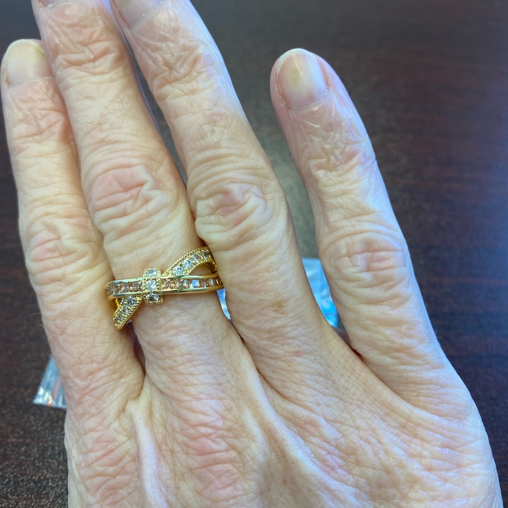 NWT Size 7 Bomb Party Ring Gold Plating Smokey Topaz & CZ MSRP $120